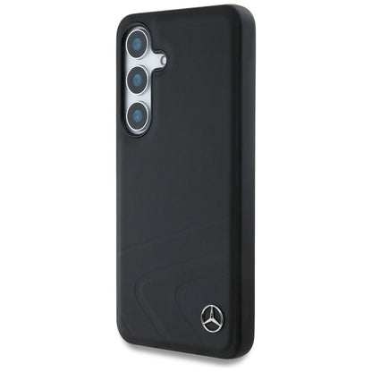 Mercedes Leather Horizontal Debossed Curves MagSafe Case for Samsung Galaxy S25 - Black_1