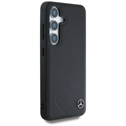 Mercedes Leather Horizontal Debossed Curves MagSafe Case for Samsung Galaxy S25 - Black_3