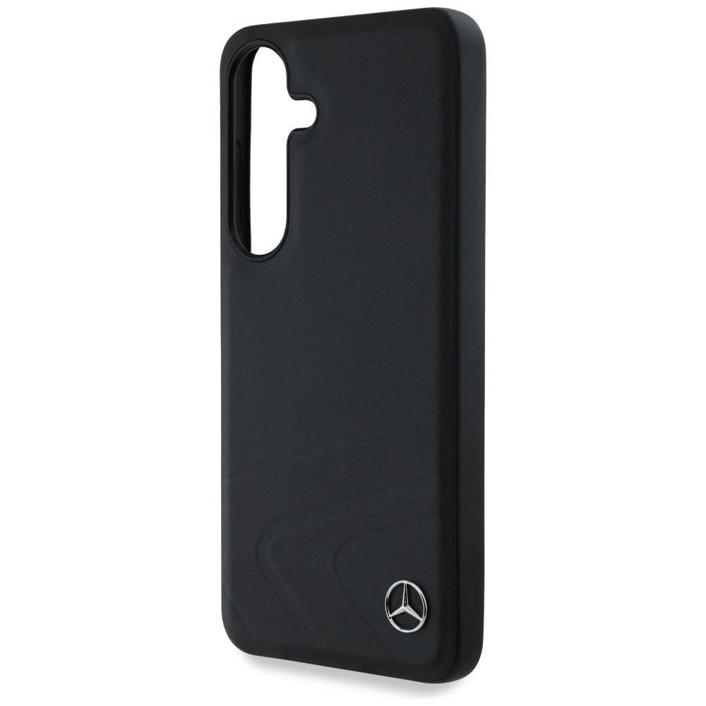 Mercedes Leather Horizontal Debossed Curves MagSafe Case for Samsung Galaxy S25 - Black_5