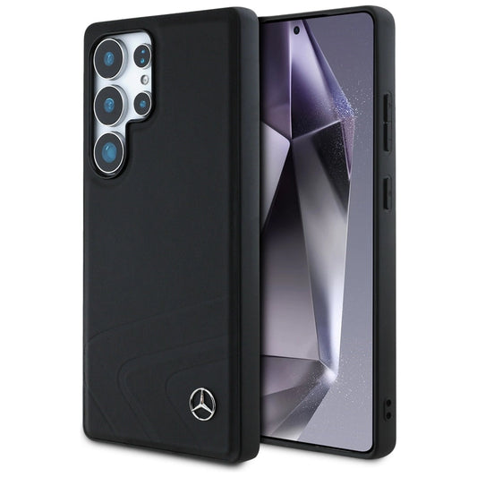 Mercedes Leather Horizontal Debossed Curves MagSafe Case for Samsung Galaxy S25 Ultra - Black_0