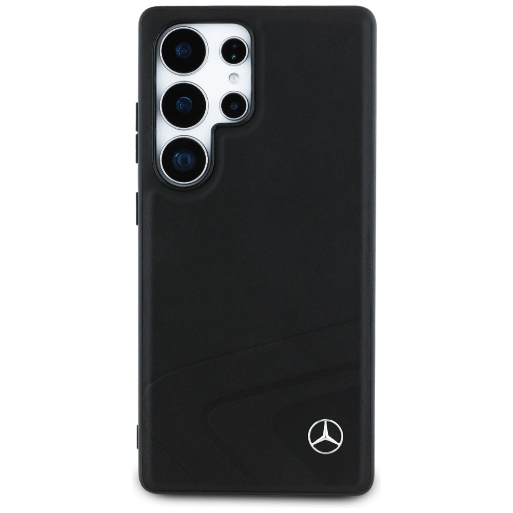 Mercedes Leather Horizontal Debossed Curves MagSafe Case for Samsung Galaxy S25 Ultra - Black_2