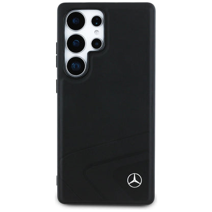 Mercedes Leather Horizontal Debossed Curves MagSafe Case for Samsung Galaxy S25 Ultra - Black_2