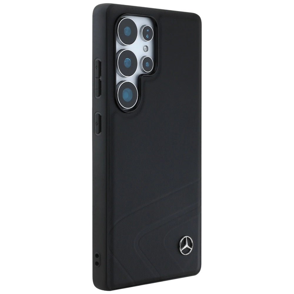 Mercedes Leather Horizontal Debossed Curves MagSafe Case for Samsung Galaxy S25 Ultra - Black_3