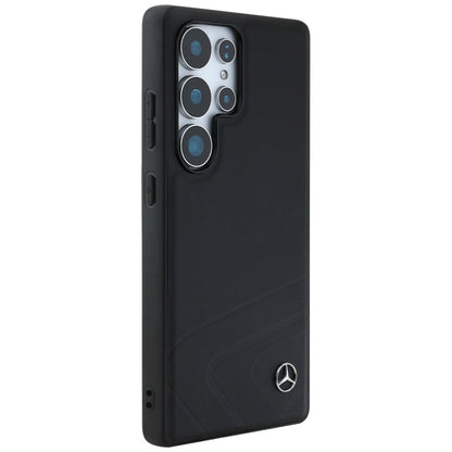 Mercedes Leather Horizontal Debossed Curves MagSafe Case for Samsung Galaxy S25 Ultra - Black_3