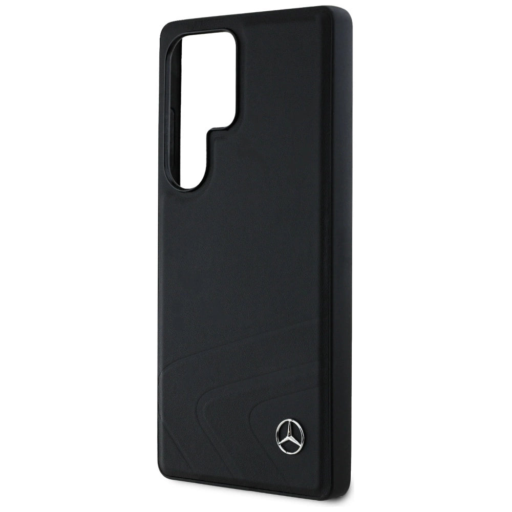 Mercedes Leather Horizontal Debossed Curves MagSafe Case for Samsung Galaxy S25 Ultra - Black_5