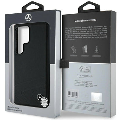 Mercedes Leather Horizontal Debossed Curves MagSafe Case for Samsung Galaxy S25 Ultra - Black_7