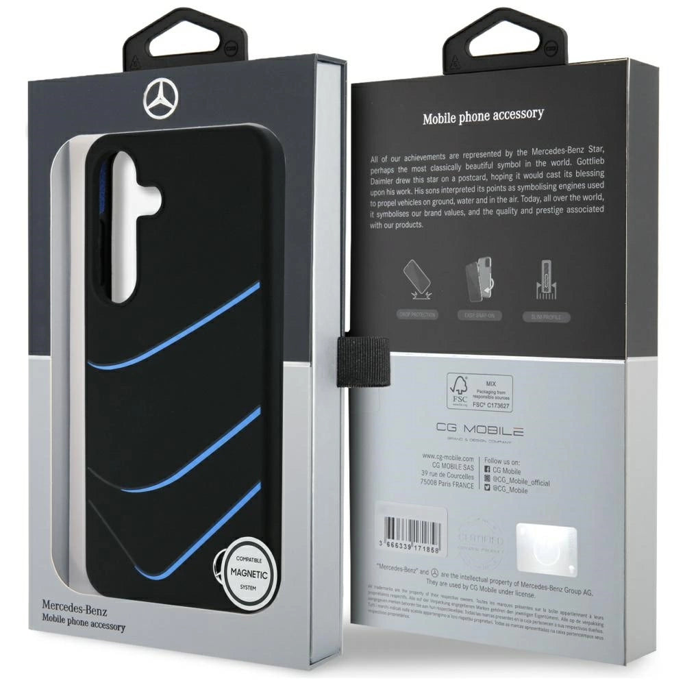 Mercedes Silicone Contrasted Curves MagSafe Case for Samsung Galaxy S25 - Black_7