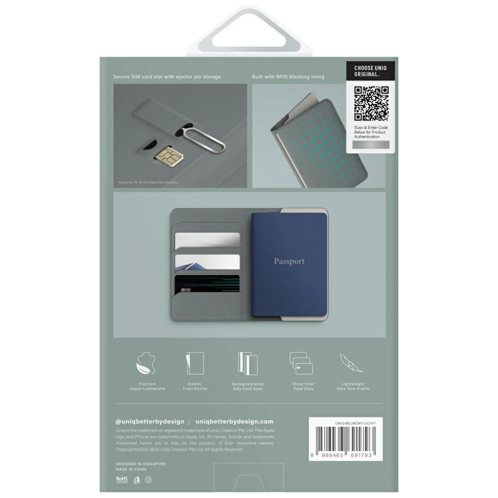 Uniq Belmont RFID Blocking Passport Case - Green/Ivory_6