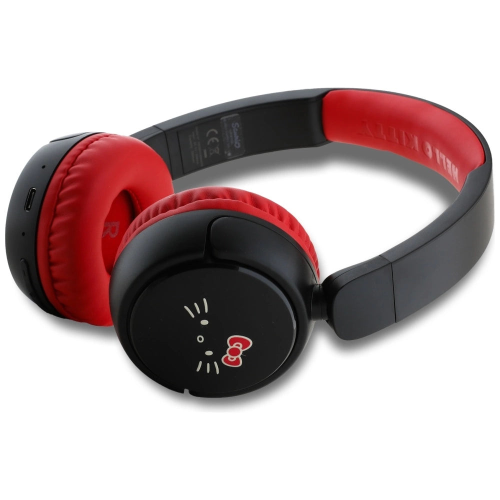 Hello Kitty Face Logo Bluetooth On-Ear Headphones - Red_1