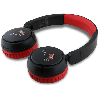 Hello Kitty Face Logo Bluetooth On-Ear Headphones - Red_3