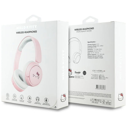 Hello Kitty Face Logo Bluetooth On-Ear Headphones - Pink_4
