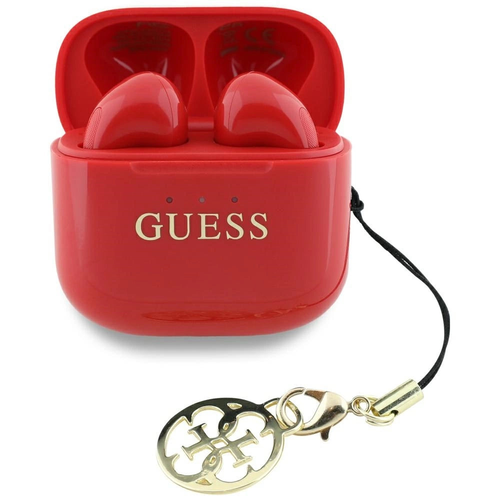 Guess Glossy Effect Printed Classic Logo &amp; Charm TWS headphones - red_0