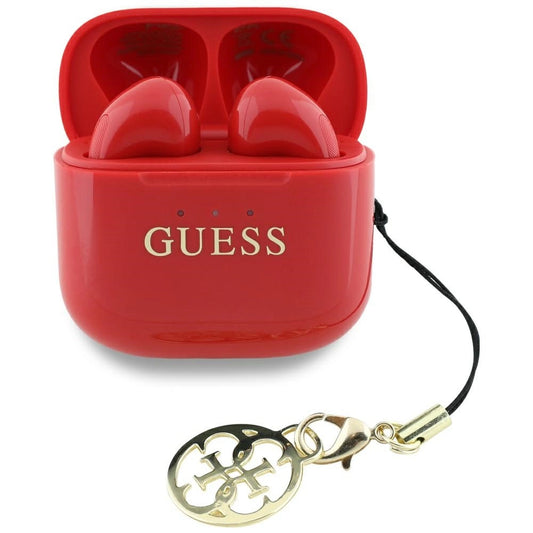 Guess Glossy Effect Printed Classic Logo &amp; Charm TWS headphones - red_0