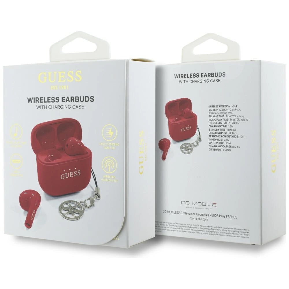 Guess Glossy Effect Printed Classic Logo &amp; Charm TWS headphones - red_5