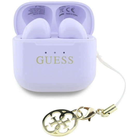 TWS Guess Glossy Effect Printed Classic Logo &amp; Charm Headphones - Lavender_0