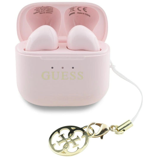 TWS Guess Glossy Effect Printed Classic Logo &amp; Charm Headphones - Pink_0
