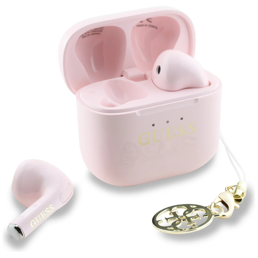 TWS Guess Glossy Effect Printed Classic Logo &amp; Charm Headphones - Pink_1