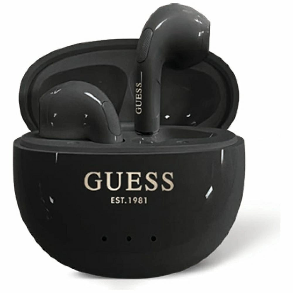 Guess Glossy Effect Egg Shape Printed Classic Logo TWS headphones - black_0