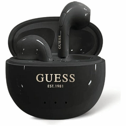 Guess Glossy Effect Egg Shape Printed Classic Logo TWS headphones - black_0
