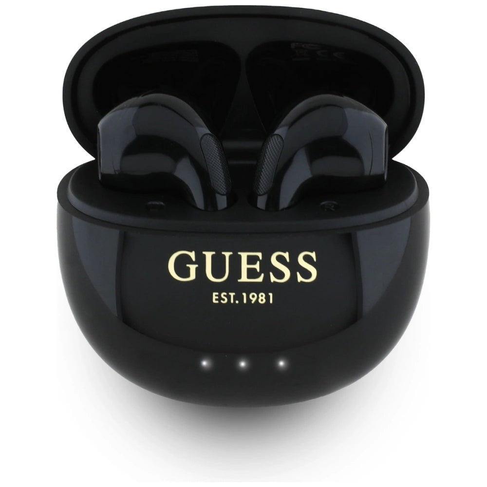 Guess Glossy Effect Egg Shape Printed Classic Logo TWS headphones - black_2