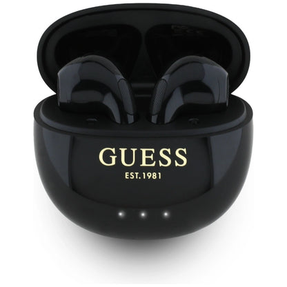 Guess Glossy Effect Egg Shape Printed Classic Logo TWS headphones - black_2