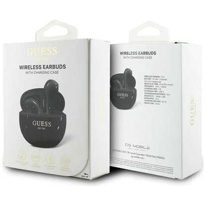 Guess Glossy Effect Egg Shape Printed Classic Logo TWS headphones - black_5
