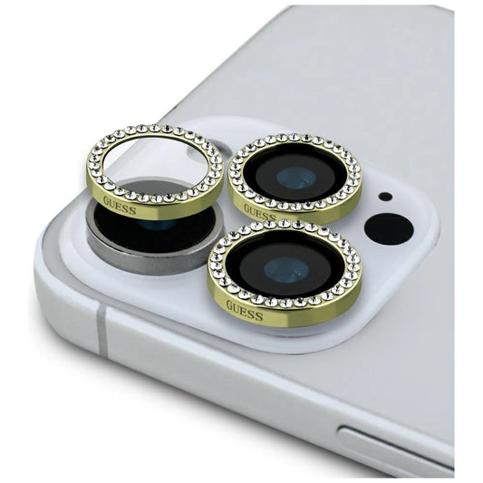 Guess Rhinestone Camera Lens Glass for iPhone 16 Pro / 16 Pro Max - Gold_0