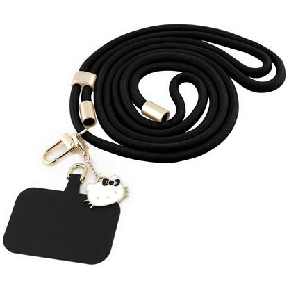 Hello Kitty Patch &amp; Kitty Head Charm Universal Phone Lanyard - Black_0
