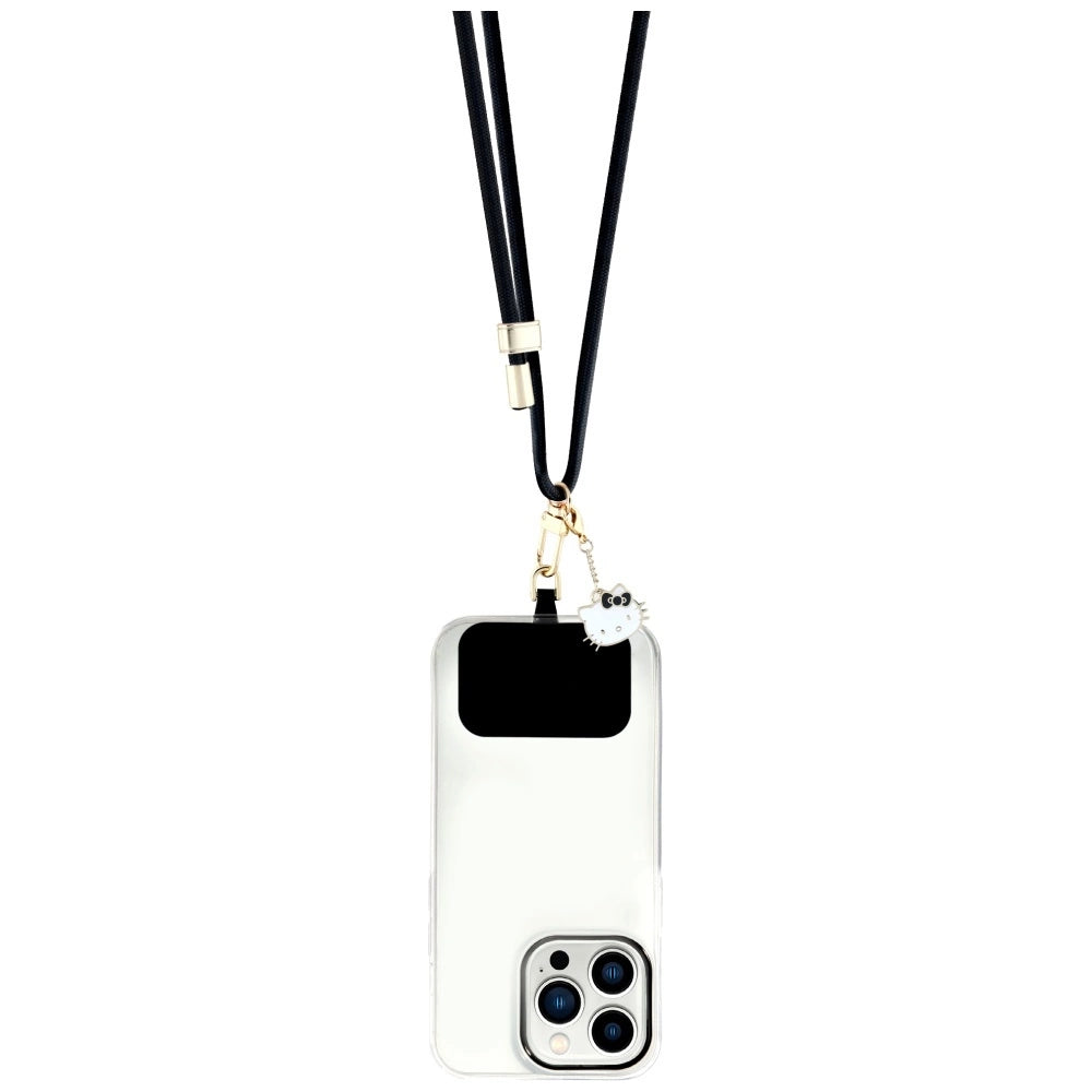 Hello Kitty Patch &amp; Kitty Head Charm Universal Phone Lanyard - Black_1