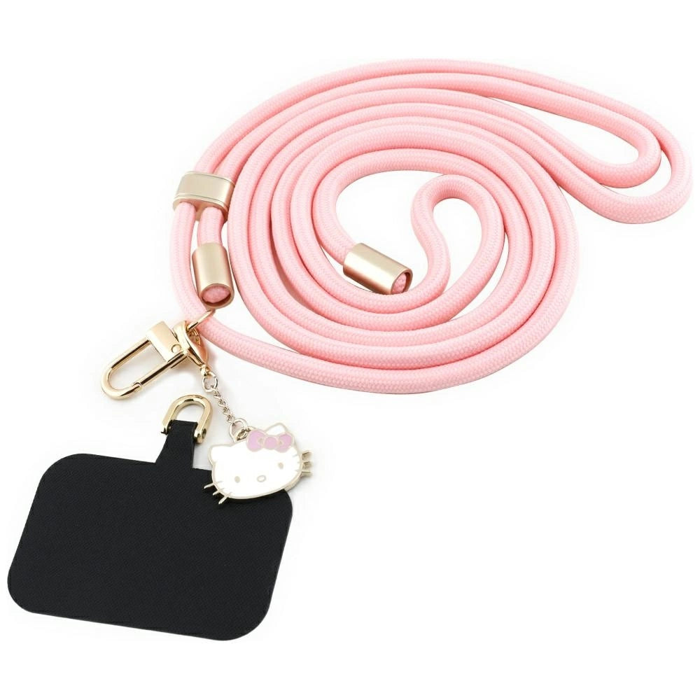 Hello Kitty Patch &amp; Kitty Head Charm Universal Phone Lanyard - Pink_0