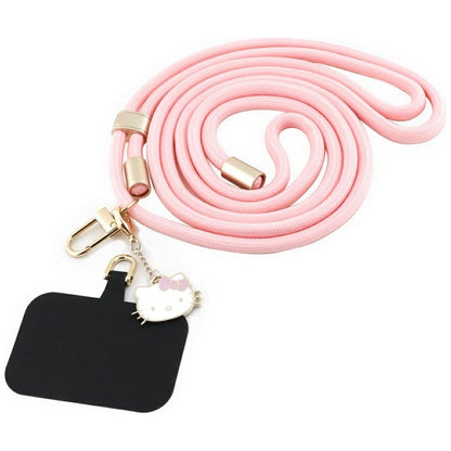 Hello Kitty Patch &amp; Kitty Head Charm Universal Phone Lanyard - Pink_0