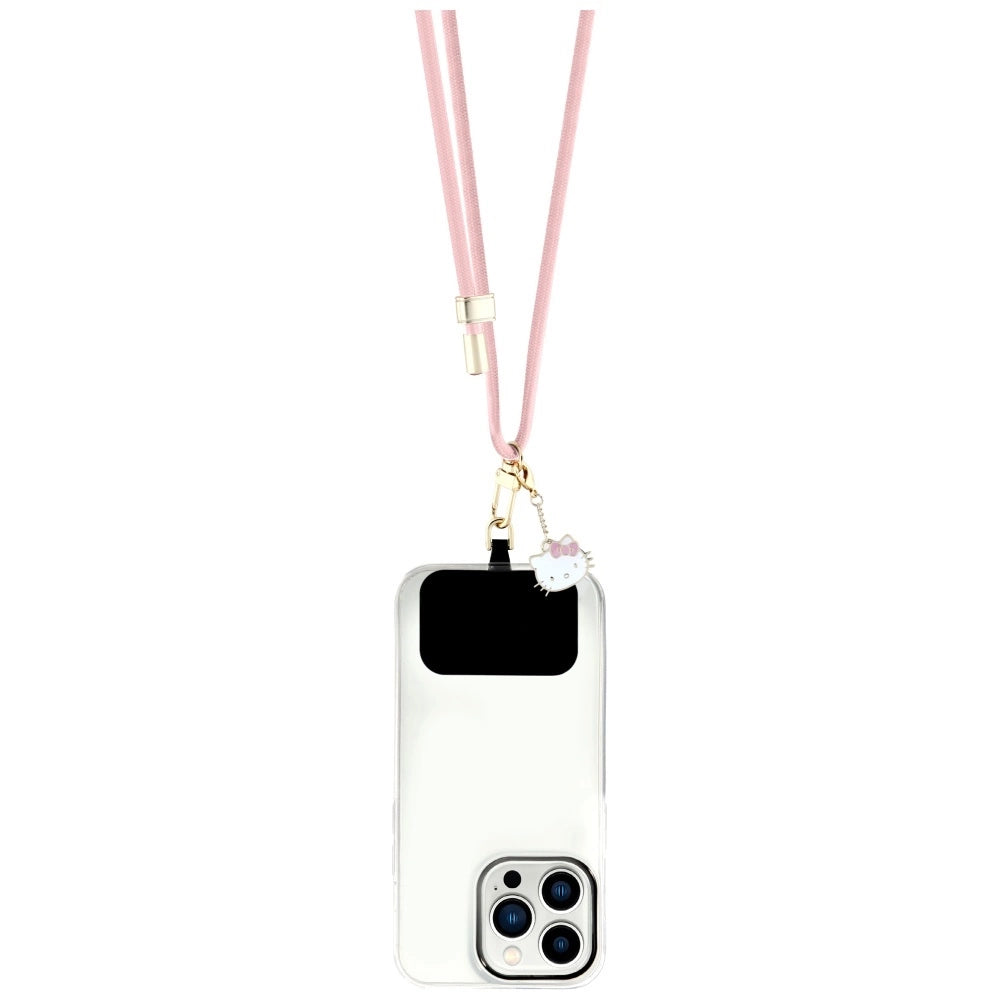 Hello Kitty Patch &amp; Kitty Head Charm Universal Phone Lanyard - Pink_1