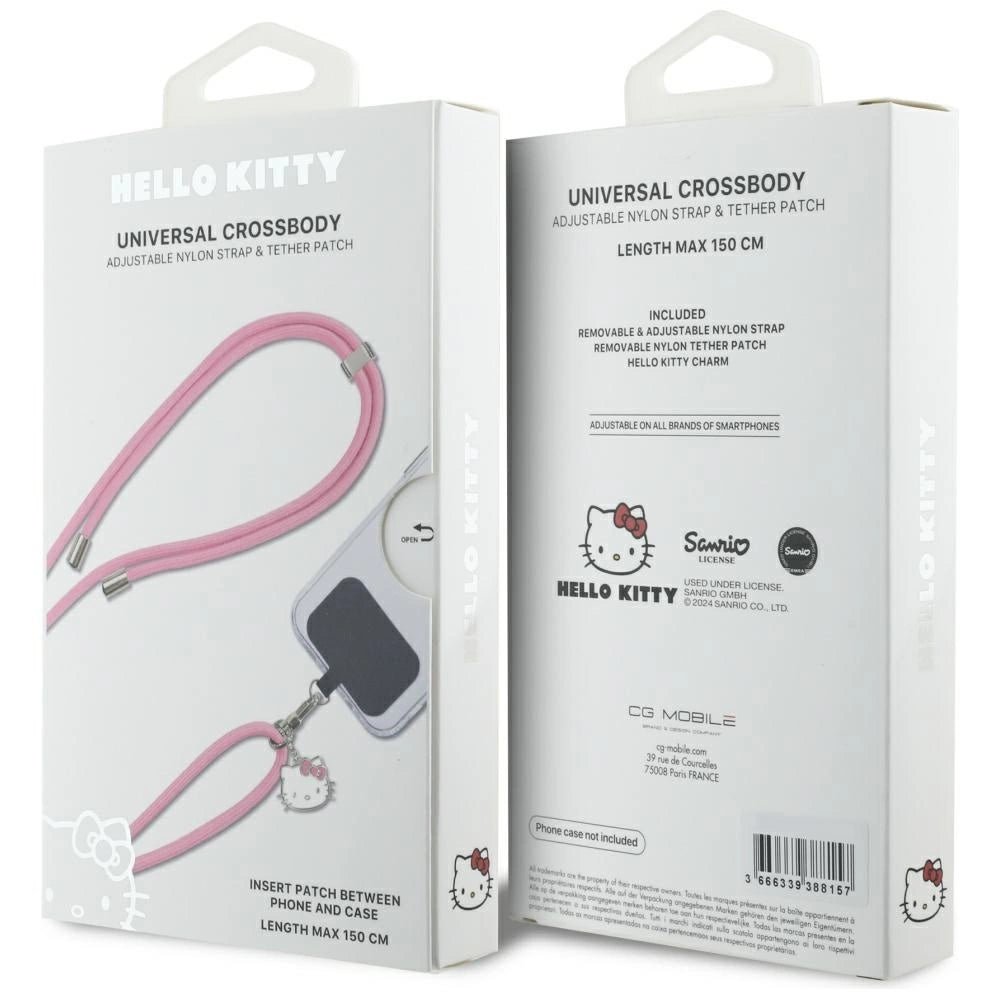 Hello Kitty Patch &amp; Kitty Head Charm Universal Phone Lanyard - Pink_4