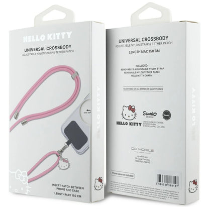 Hello Kitty Patch &amp; Kitty Head Charm Universal Phone Lanyard - Pink_4