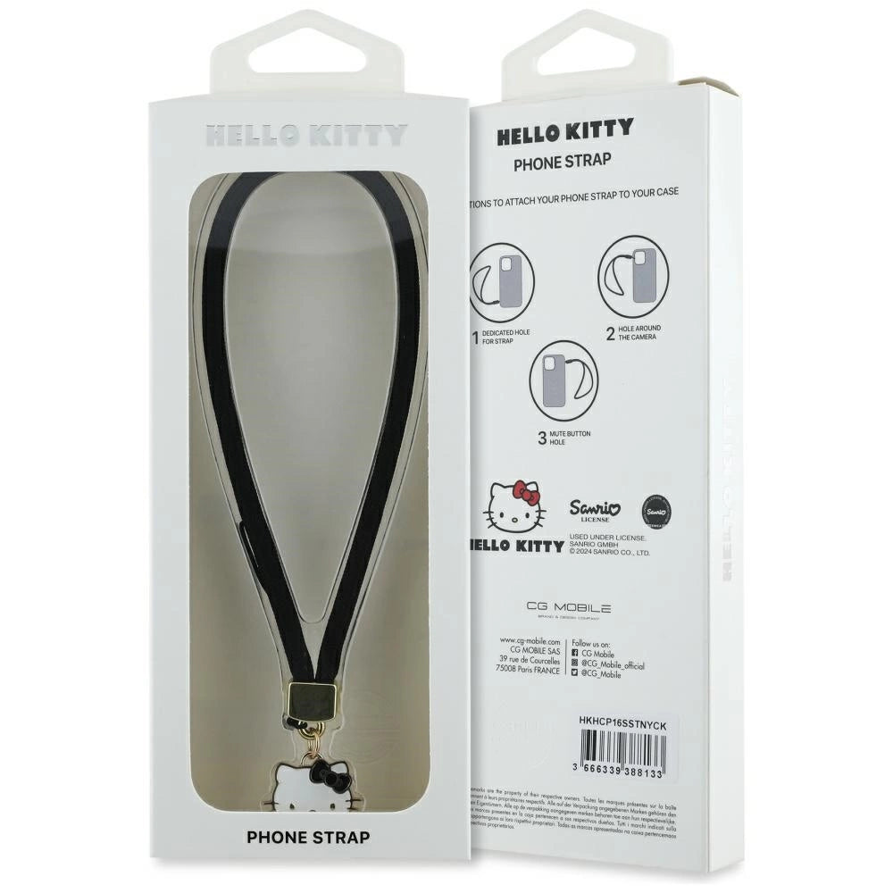Hello Kitty Nylon Cord Kitty Head Phone Charm - Black_2
