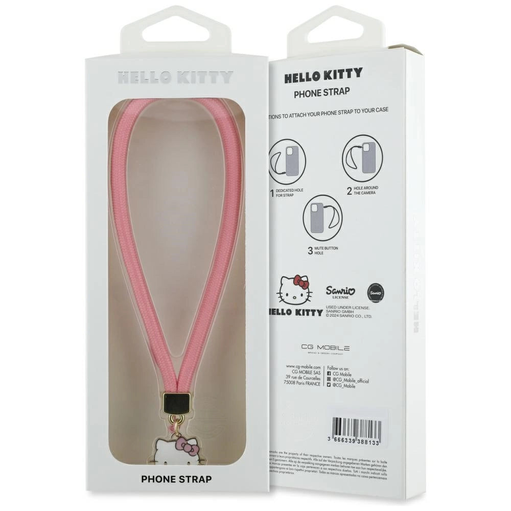 Hello Kitty Nylon Cord Kitty Head Phone Charm - Pink_2