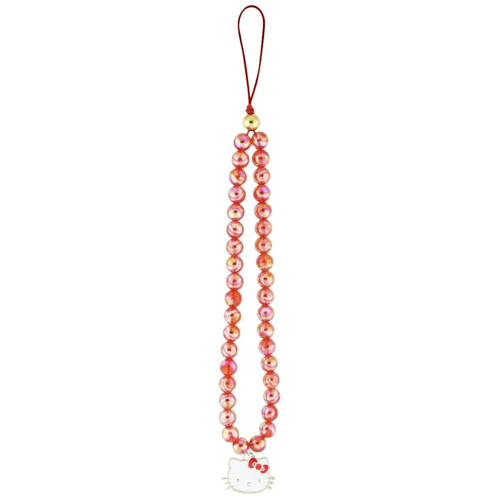 Hello Kitty Pearls Kitty Head Phone Charm - Red_0