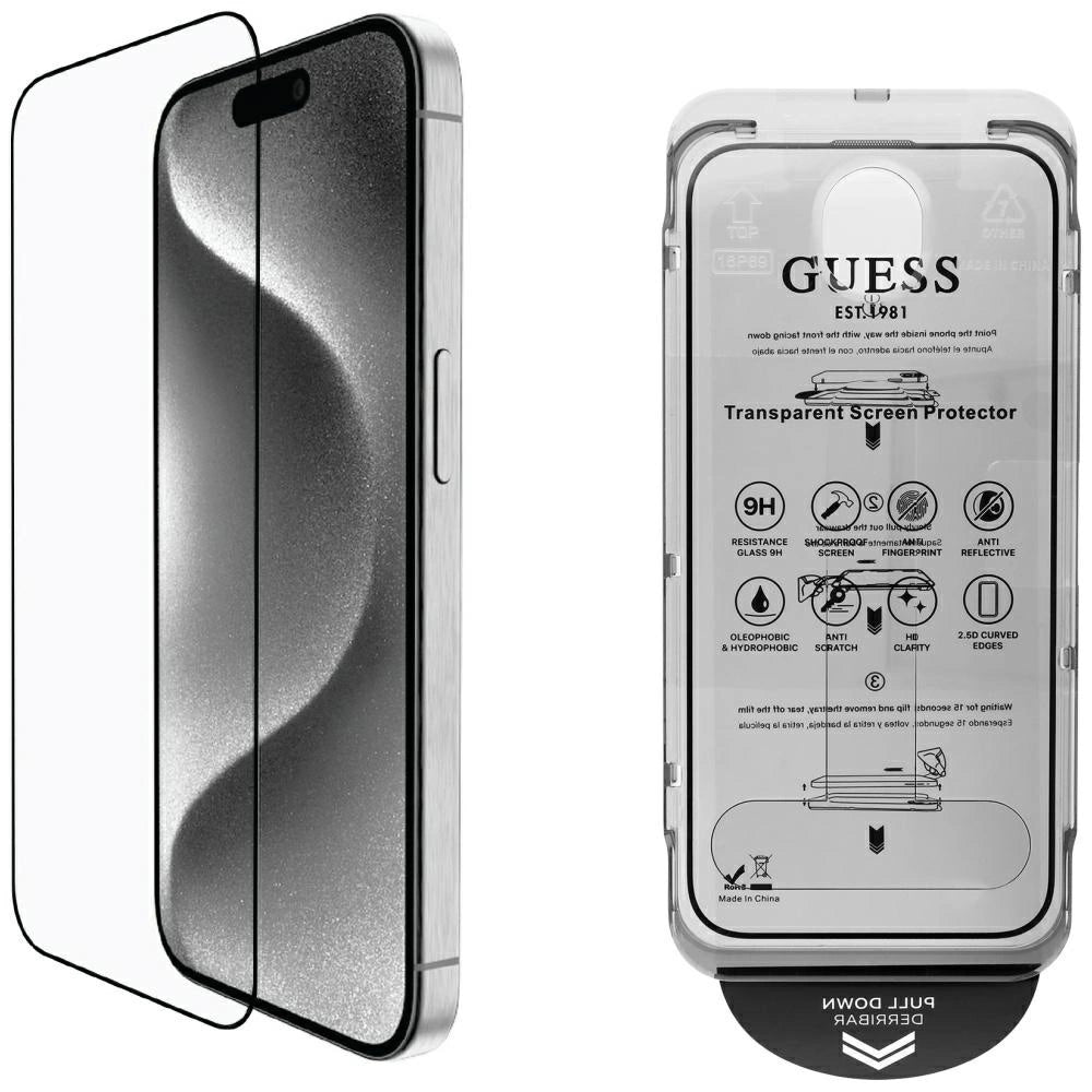 Guess BP Rhinestone 2in1 Screen Protector and Camera Lens Set for iPhone 16 Pro Max - Silver_0