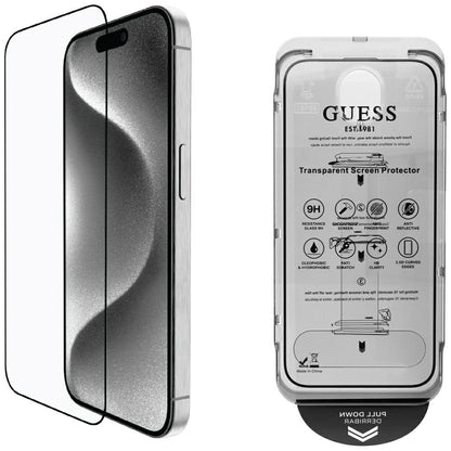 Guess BP Rhinestone 2in1 Screen Protector and Camera Lens Set for iPhone 16 Pro Max - Silver_0