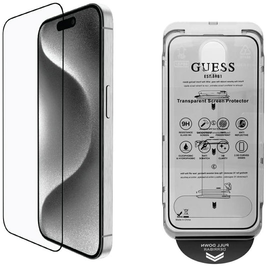 Guess BP Rhinestone 2in1 Screen Protector and Camera Lens Set for iPhone 16 Pro Max - Silver_0