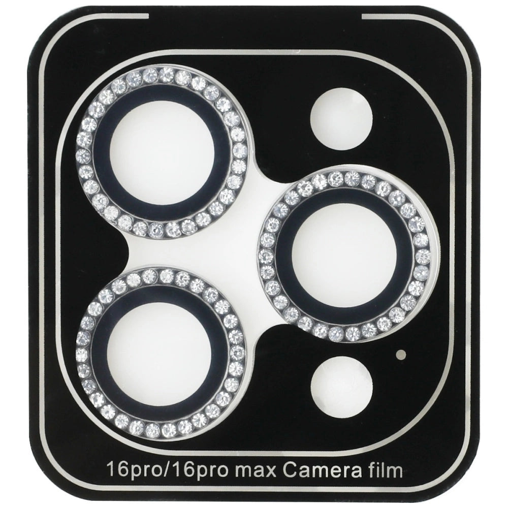Guess BP Rhinestone 2in1 Screen Protector and Camera Lens Set for iPhone 16 Pro Max - Silver_1