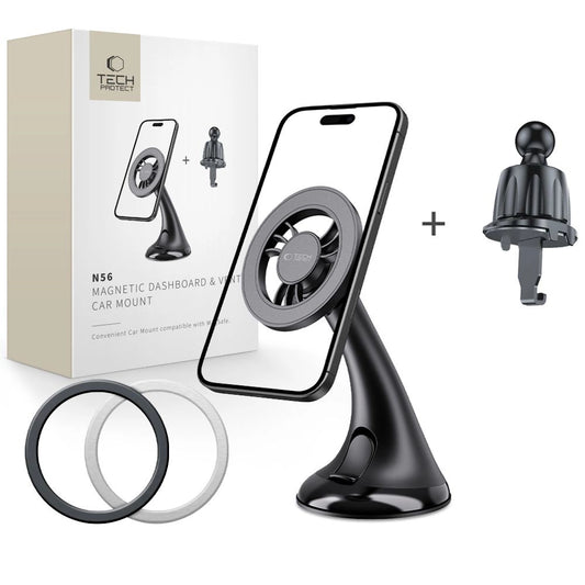 Tech-Protect N56 Car Holder for Dashboard, Windshield or Air Vent Mount - Black_0