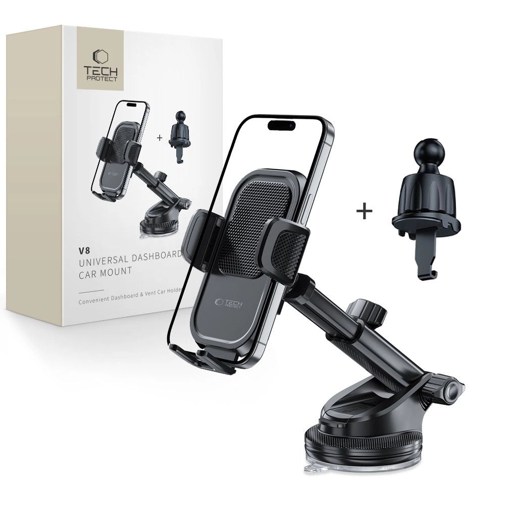 Tech-Protect V8 Car Holder for Dashboard, Windshield or Air Vent Mount - Black_0