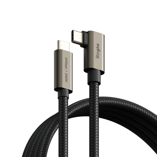 Ringke 3.2 gen. 2x2 USB-C, PD 3.1 240W 2m angled cable - black_0
