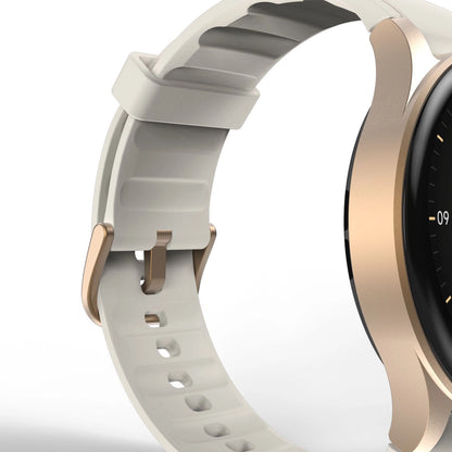 Hama 8900 GPS AMOLED Smartwatch 1.32" with Beige Silicone Strap - Gold_4