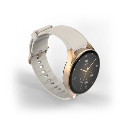 Hama 8900 GPS AMOLED Smartwatch 1.32" with Beige Silicone Strap - Gold_3