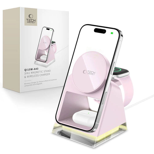 Tech-Protect QI15W-A43 3in1 MagSafe Inductive Charger - Pink_0