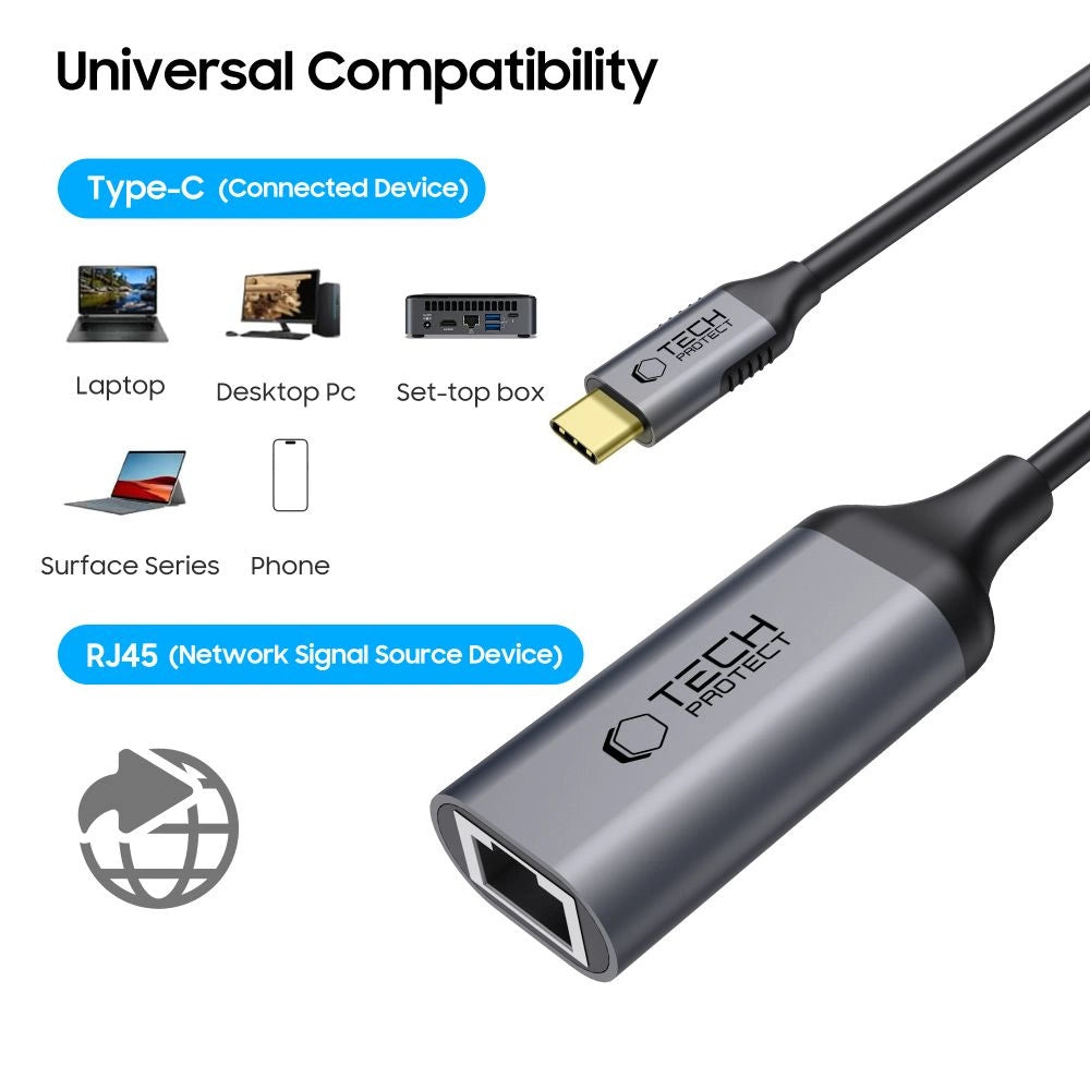 Tech-Protect UltraBoost USB-C to Ethernet RJ45 1000Mbps Adapter - Black_1