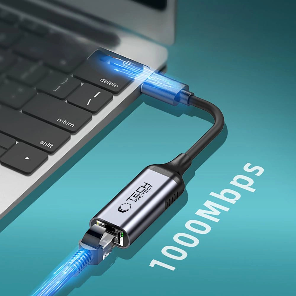 Tech-Protect UltraBoost USB-C to Ethernet RJ45 1000Mbps Adapter - Black_2