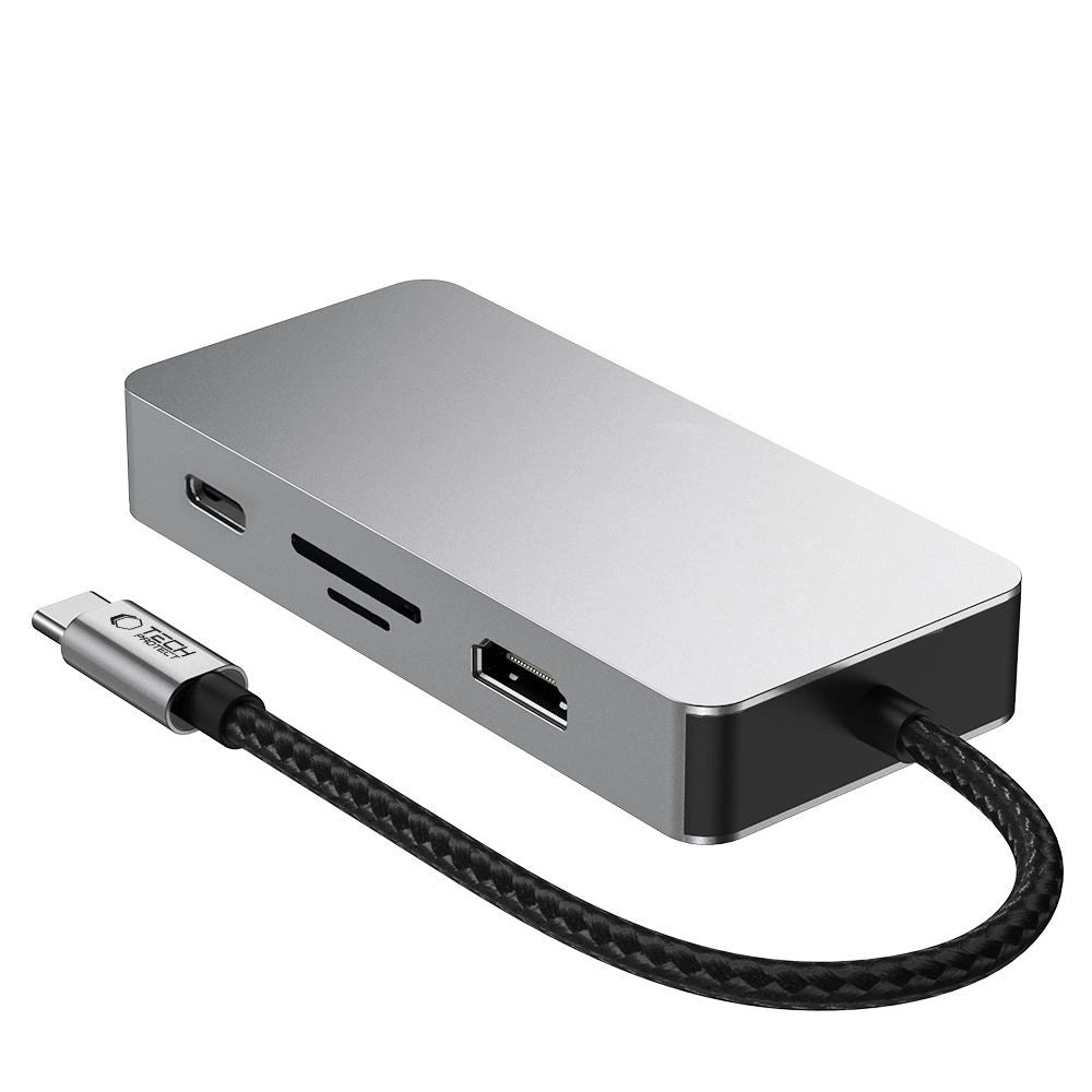 Tech-Protect HB05 HUB 9in1 USB-C + USB2.0 + USB3.0 + HDMI 4K 60HZ + SD / TF + PD100W + RJ45 adapter - gray_2